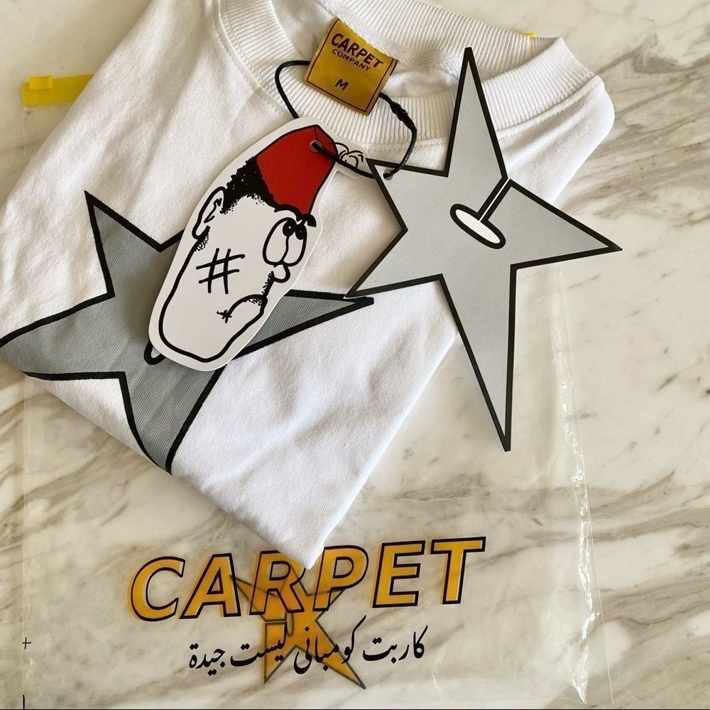 Carpet Company White Grey C-Star Logo Skateboarding T-Shirt NWT Mens Size M